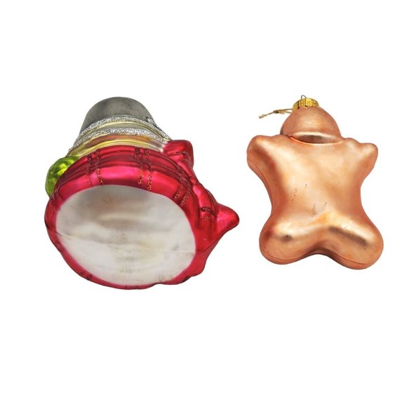 Lot 2x Snowmen of Mitford MURPHY BUCKET HEAD  3"‎  Blown Glass Gingerbread Man - Picture 9 of 9